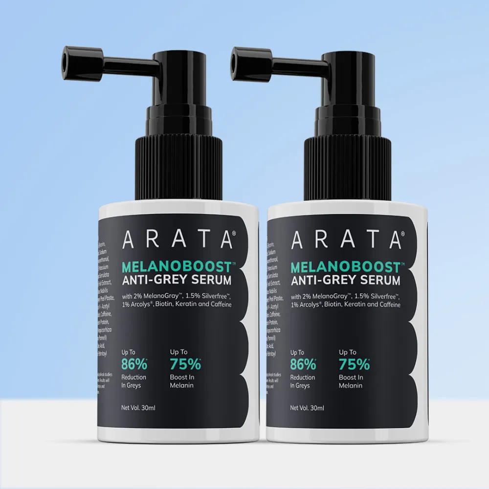 MelanoBoost Anti-Grey Hair & Beard Serum with MelanoGray, Silverfree, Arcolys® & Vegan Keratin - 30ml (Pack of 2)